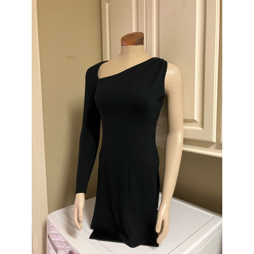 Abercrombie & Fitch Party One Shoulder Mini Bodycon Dress in Black L Knit